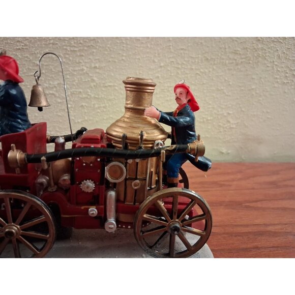Fire Engine Village Lemax Firefighter Collection Volunteers Horse Drawn Vintage - Picture 5 of 5